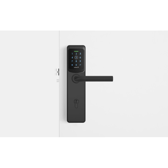 Salto XS4 One Elektronisch deurbeslag met code met privacy knop met U-kruk in zwart, PC72, zwarte lezer, deurdikte 32-47 mm