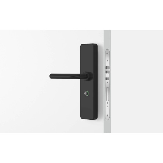Salto XS4 One Elektronisch deurbeslag met code met privacy knop met U-kruk in zwart, PC72, zwarte lezer, deurdikte 32-47 mm