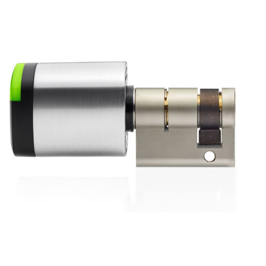 Salto NEO Elektronische halve europrofielcilinder in geborsteld chroom, 45/10, zwarte lezer, IP66