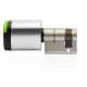 Salto NEO Elektronische halve europrofielcilinder in geborsteld chroom, 75/10, zwarte lezer, SKG*** (IP66)