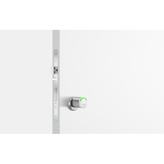 Salto NEO Elektronische europrofielcilinder met draaiknop in geborsteld chroom, 30/30K, witte lezer, IP66