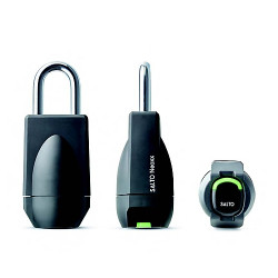 SALTO BLE NEO HANGSLOT KLASSE 4 - VASTE BEUGEL 50MM - GEPOLIJST CHROOM - ZWARTE LEZER - MET KETTING SALTO BLE NEO HANGSLOT KLASSE 4 - VASTE BEUGEL 50MM - GEPOLIJST CHROOM - ZWARTE LEZER - MET KETTING