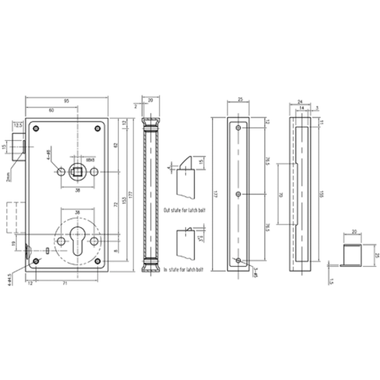 MAUER 3370 opbouwslot PC72 Doornmaat 60mm Zwart MAUER 3370 opbouwslot PC72 Doornmaat 60mm Zwart