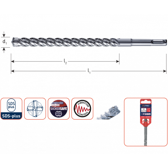 HAMERBOOR SDS+ QUATTRO-X ø6,0X100/165