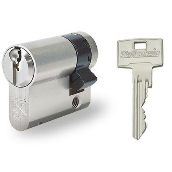 Halve cilinder Pfaffenhain europrofiel 10/30 Nikkel geleverd met 3 sleutels