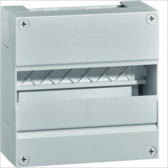 HAGER INSTALLATIEKAST, OPBOUW, 1X6MOD, MET UITSPARING, KUNSTSTOF, IP30