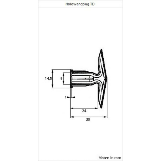 Toggler hollewandplug TD 23-26 mm oranje (per plug) (uitlopend en zolang de voorraad strekt)