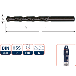 HSS-R SPIRAALBOOR, DIN 338, TYPE N, ø12,0