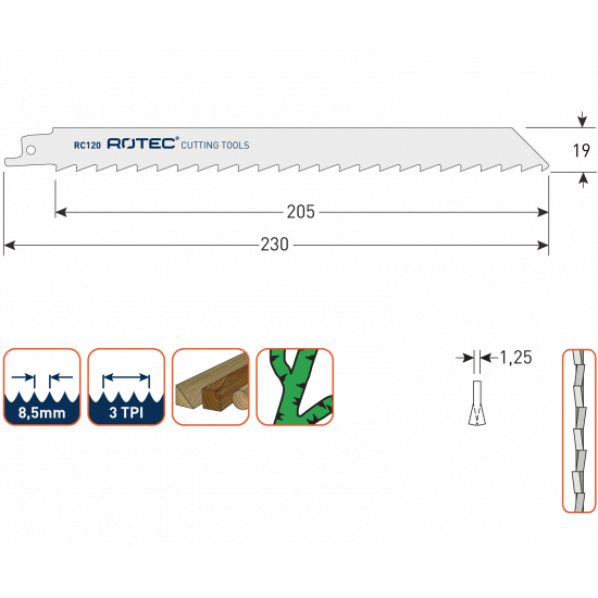 RECIPROZAAGBLAD RC120 / S1111K(VPE 5)