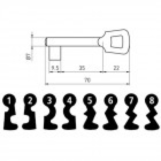 MAUER BB INZET-2 SLEUTELS-NR 4 ALUM.-8 BAARDVORMEN