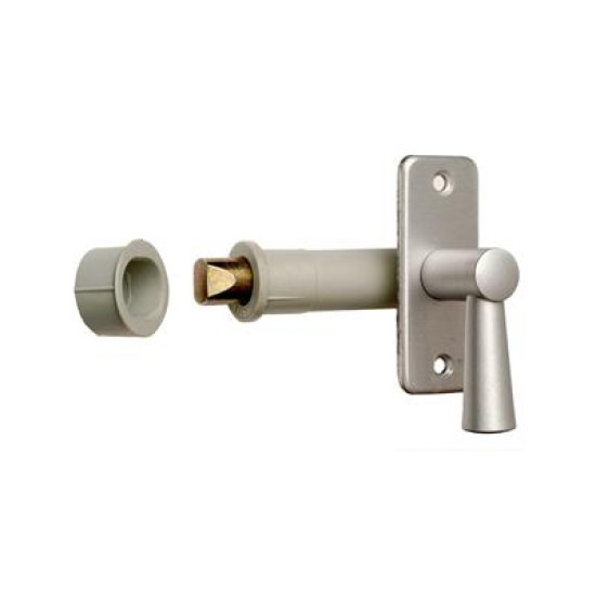 2610/4-50 BLIS. INSTEEKGRENDEL, DM50MM, F1 GEELOXEERD GREEPJE EN ROZET, SCHOOT ZAMAC VERZINKT, NYLON GLASVEZELVERSTERKT BUISSTUK EN SLUITPOT, BLISTERVERPAKKING, DR 1+2+3+4.