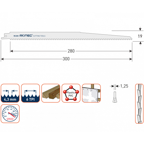 RECIPROZAAGBLAD RC200 / S1344D(VPE 5)