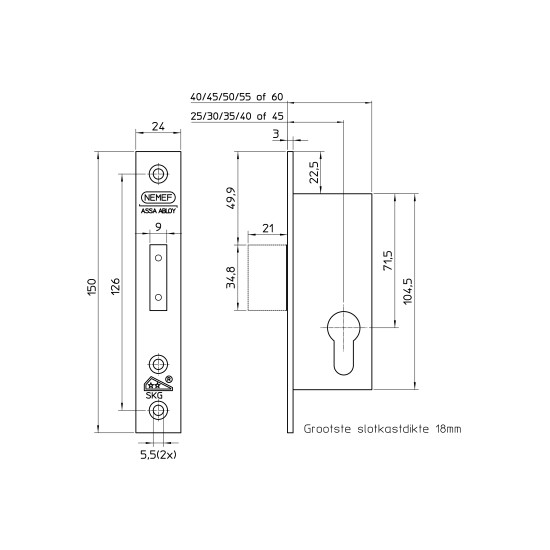 Veiligheidsslot 4128 25mm SKG**®