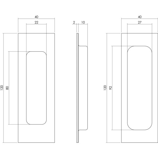 Schuifdeurkom rechthoekig 120x40mm Zwart Schuifdeurkom rechthoekig 120x40mm Zwart