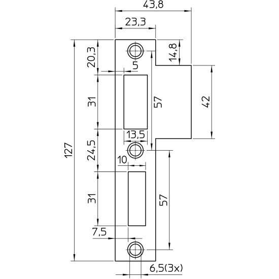 Nemef P 1279/17/T DR2+4 sluitplaat rechthoekig Nemef P 1279/17/T DR2+4 sluitplaat rechthoekig