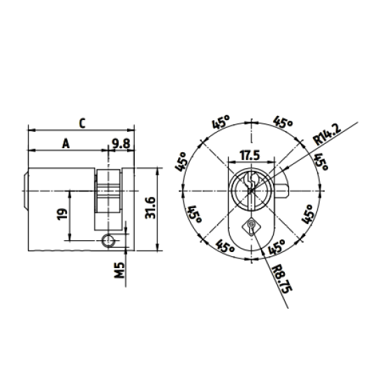 Y457-2/0 OVAAL BUITEN Y-SYSTEEM Y21BE LOCKSMITH