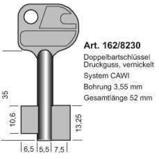 PIJPSLEUTEL BLIND DUBBELBAARD 52X5.5