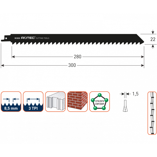 RECIPROZAAGBLAD RC830 / S1241HM (VPE 1)