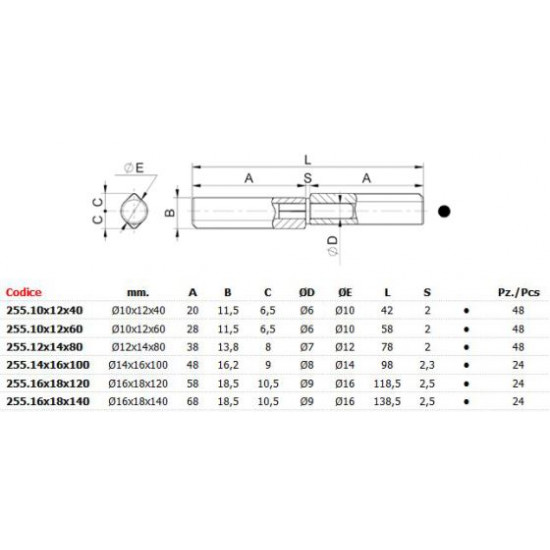 LASPAUMEL 140MM, Ø16MM, VASTE STALEN STIFT LASPAUMEL 140MM, Ø16MM, VASTE STALEN STIFT