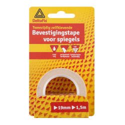 BEVESTIGINGSTAPE DUBBELZIJDIG ZELFKLEVEND ZUURVRIJ VOOR SPIEGELS WIT 1.5 M X 19 MM X 1.0MM