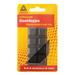STOOTDOP ZELFKLEVEND ZWART 18 MM X 18 MM X 6 MM 8ST STOOTDOP ZELFKLEVEND ZWART 18 MM X 18 MM X 6 MM 8ST