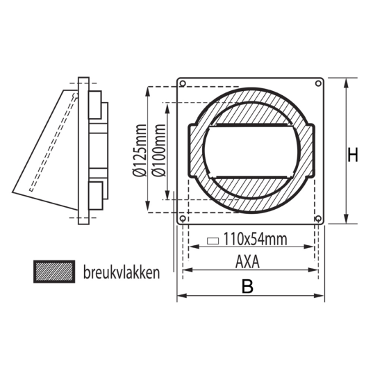 KAPROOSTER MET KLEP Ø100/125 / 110X55MM, WIT KAPROOSTER MET KLEP Ø100/125 / 110X55MM, WIT