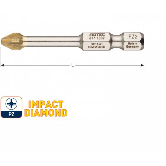 IMPACT SCHROEFBIT PZ 2, L=50,E6.3, DIAMOND (VPE 5)