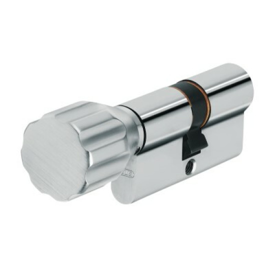 KNOP DUBBELE DEURCILINDER EUROPROFIEL MESSING VERNIKKELD