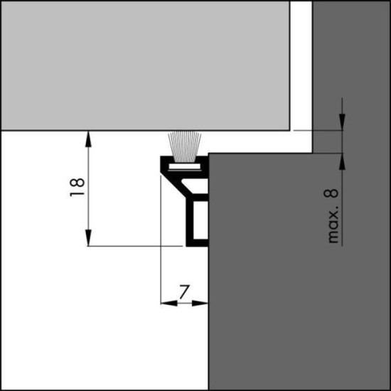 Ellen opbouw tochtprofiel ATS met borstel lengte 2300 mm aluminium Ellen opbouw tochtprofiel ATS met borstel lengte 2300 mm aluminium