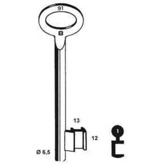 DOPSLEUTEL BONT KELDERBANDSLEUTEL 6.5MM - NEMEF
