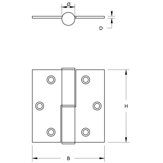 Kogelstiftpaumelle rechte hoeken 76x76 mm staal verzinkt Links Kogelstiftpaumelle rechte hoeken 76x76 mm staal verzinkt Links