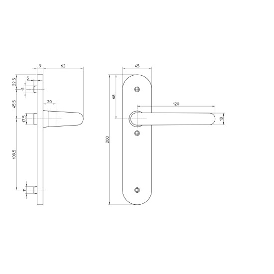 Nemef 3253 B Kortschild blind D model kruk geschikt voor toepassing i.c.m. loopsloten Nemef 3253 B Kortschild blind D model kruk geschikt voor toepassing i.c.m. loopsloten
