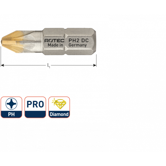 PRO SCHROEFBIT PH 2, L=25, C6.3, DIAMOND (VPE 10)