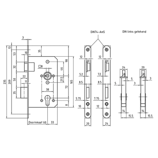 MAUER 8235 D+N CIL. 60 MM RVS DIN LS VOORPLAAT 235X20MM-U-ROESTVRIJ MAUER 8235 D+N CIL. 60 MM RVS DIN LS VOORPLAAT 235X20MM-U-ROESTVRIJ