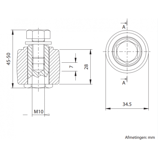 Geleidingsrol nylon wit Ø35 mm verzinkt Geleidingsrol nylon wit Ø35 mm verzinkt