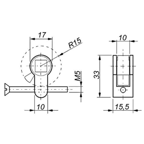 Mauer kunststof BAD/WC inzet voor 8mm krukstift inclusief bout