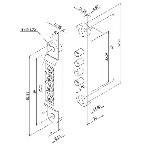 DEURCONTACT 4 CONTACTPUNTEN 24V AC/DC 2A DEURCONTACT 4 CONTACTPUNTEN 24V AC/DC 2A