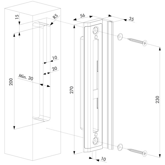 Locinox slotvanger voor houten profiel Aluminium Locinox slotvanger voor houten profiel Aluminium