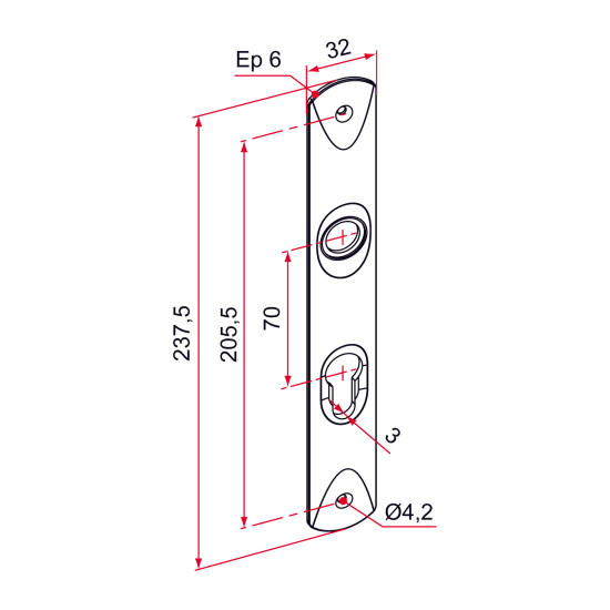 Tirard Marinea afplaat met standaard en cilindergat pc70