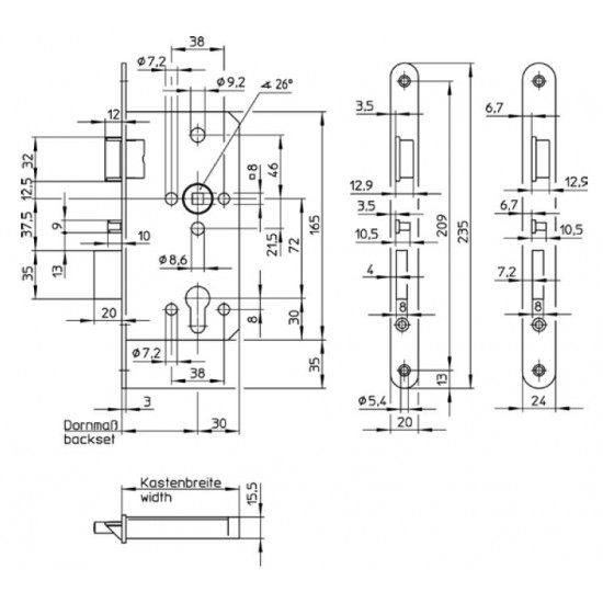 5495 ZELFVERGRENDELEND ANTIPANIEKSLOT DRN60MM VOORPLAAT ROND24MM PC72