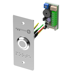RVS DRUKKNOP MET MONTAGEPLAAT, FRANSE BRAILLEMARKERING - ZOEMER, LED, TIMER, SCHROEFKLEMMEN