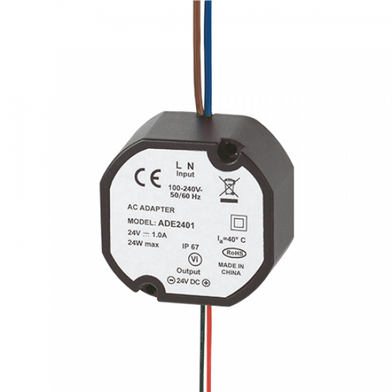 ROUND POWER SUPPLY 24 V DC 1A - FLUSH-MOUNTING WITH JUNCTION BOX