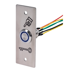 DRUKKNOP RVS (NO+NC) 12 AC/DC - 6 DRADEN 15 CM + PBP19_3 - BLAUW DRUKKNOP RVS (NO+NC) 12 AC/DC - 6 DRADEN 15 CM + PBP19_3 - BLAUW