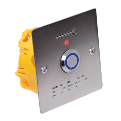 DRUKKNOP MET INSTEEKMONTAGEPLAAT, BRAILLEMARKERING PORTE - ZOEMER, LED, TIMER, SCHROEFKLEMMEN DRUKKNOP MET INSTEEKMONTAGEPLAAT, BRAILLEMARKERING PORTE - ZOEMER, LED, TIMER, SCHROEFKLEMMEN