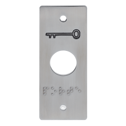 ROESTVRIJSTALEN PLAAT VOOR PB19 MET LASERLABELSLEUTEL - + BRAILLE "PORTE"