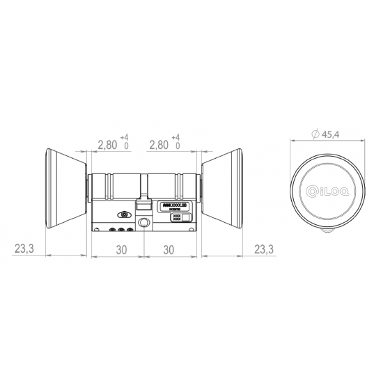 ILOQ S50 DUBBELE CILINDER (30/30 MM) MET LANGE/LANGE LEESKOP ILOQ S50 DUBBELE CILINDER (30/30 MM) MET LANGE/LANGE LEESKOP
