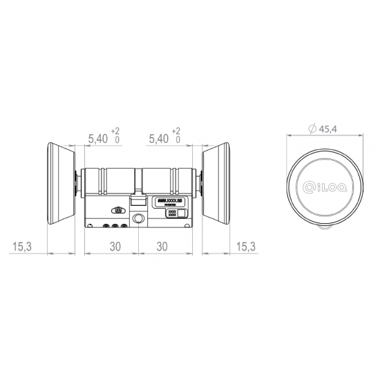ILOQ S50 DUBBELE CILINDER (30/30 MM) MET KORTE/KORTE LEESKOP ILOQ S50 DUBBELE CILINDER (30/30 MM) MET KORTE/KORTE LEESKOP