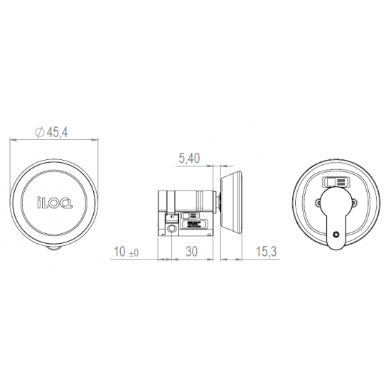ILOQ S50 HALVE CILINDER SLEUTELSCHAKELAAR (30/10 MM) MET KORTE LEESKOP ILOQ S50 HALVE CILINDER SLEUTELSCHAKELAAR (30/10 MM) MET KORTE LEESKOP