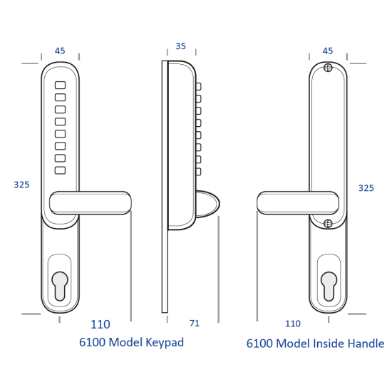 RONDE STANG HENDELHANDVATTEN, TOETSENBORD & BINNENEENHEID, UITBREIDINGSSET VOOR UPVC RETRO FIT