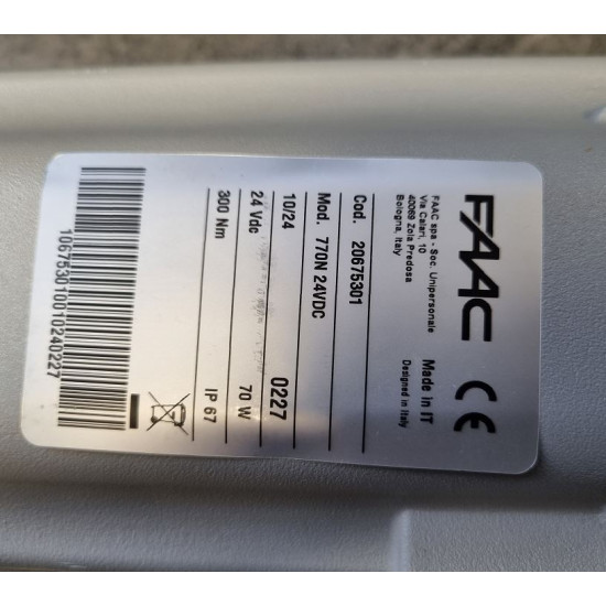 FAAC 770N ELEKTROMECHANISCHE DRAAIHEKOPENER 24V FAAC 770N ELEKTROMECHANISCHE DRAAIHEKOPENER 24V